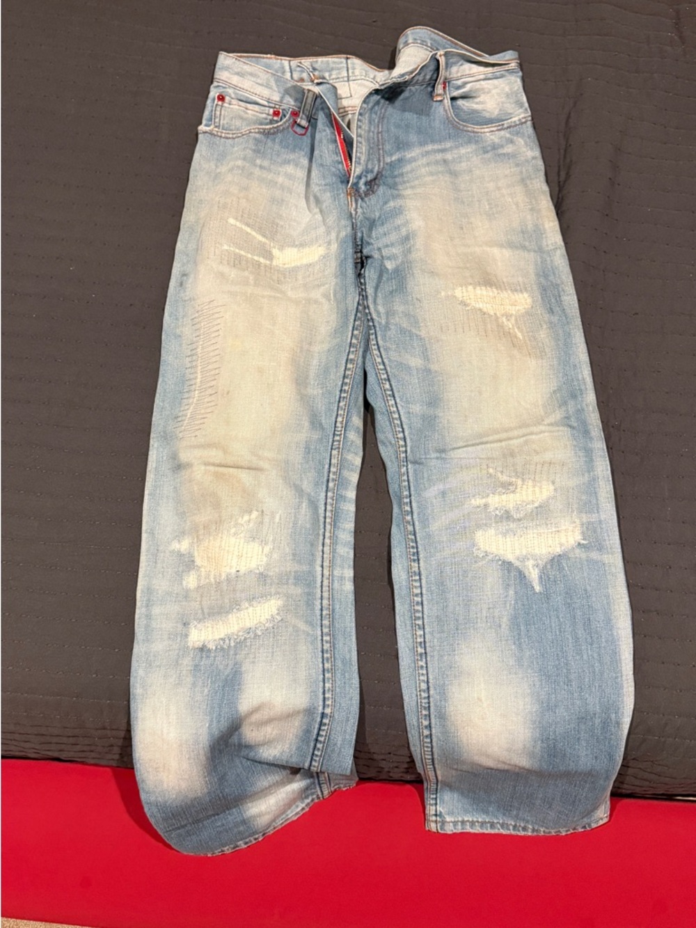 Relaxed Fit Light Blue Men’s Distressed Jeans